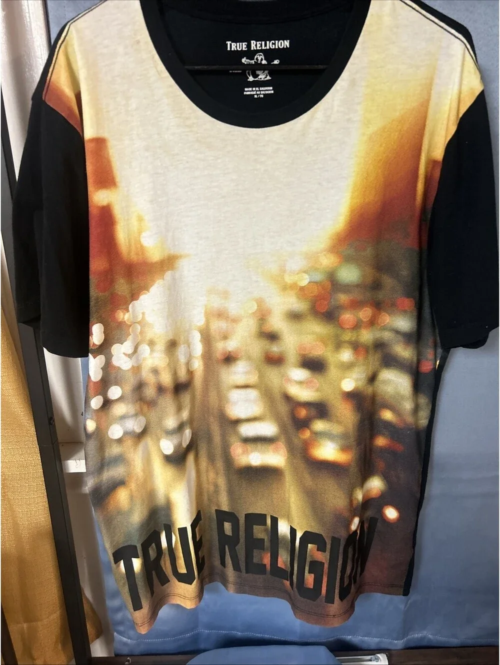 TRUE RELIGION World Tour Mens Size Xl City Scene Short Sleeve Tee T Shirt